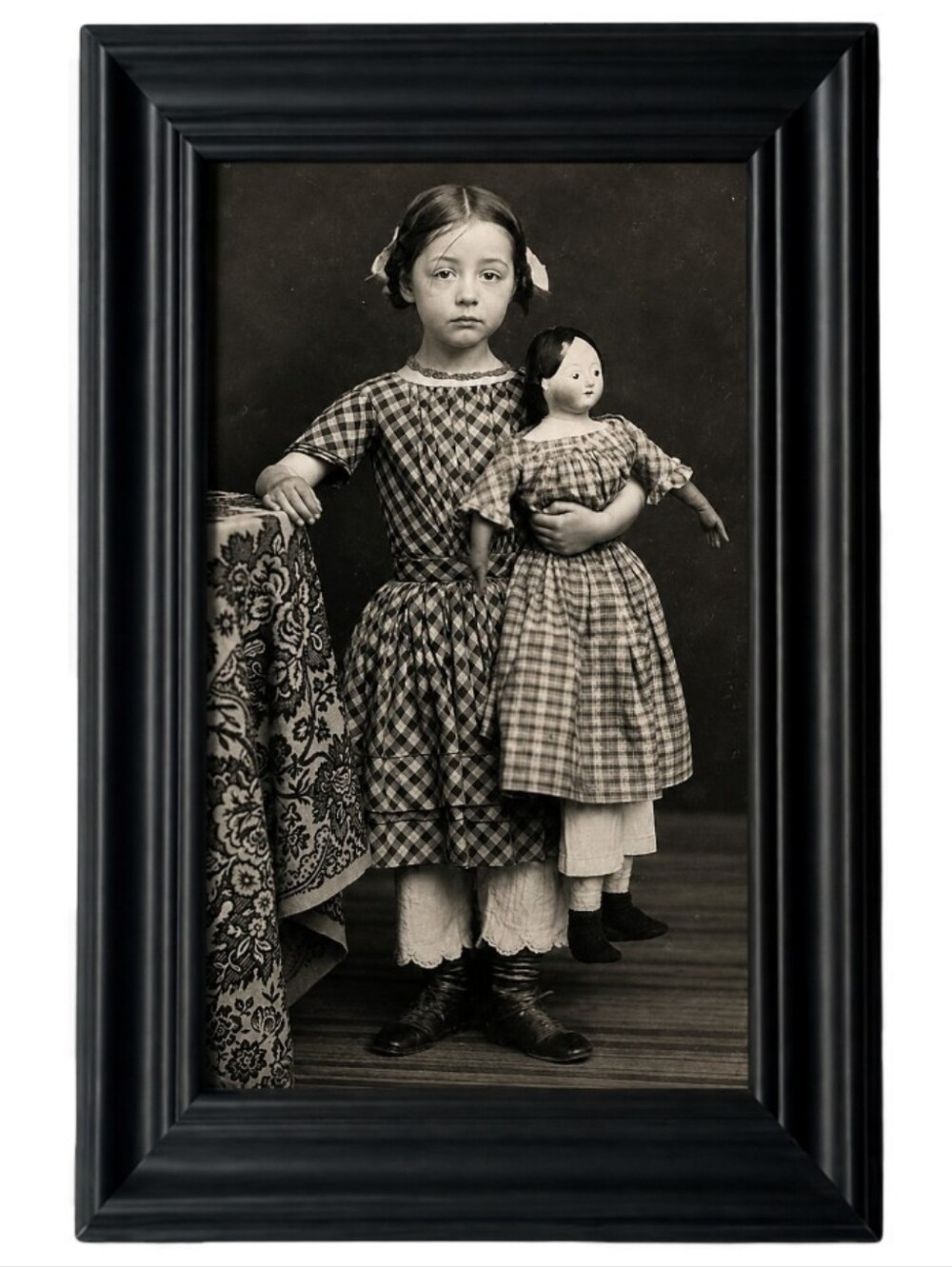 Vintage Victorian Girl w doll antique boho shabby Farmhouse Hauntinh Haunted Art